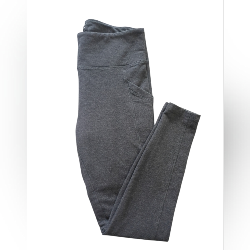 Max & Mia Women’s High Waist French Terry Leggings Charcoal Size Large